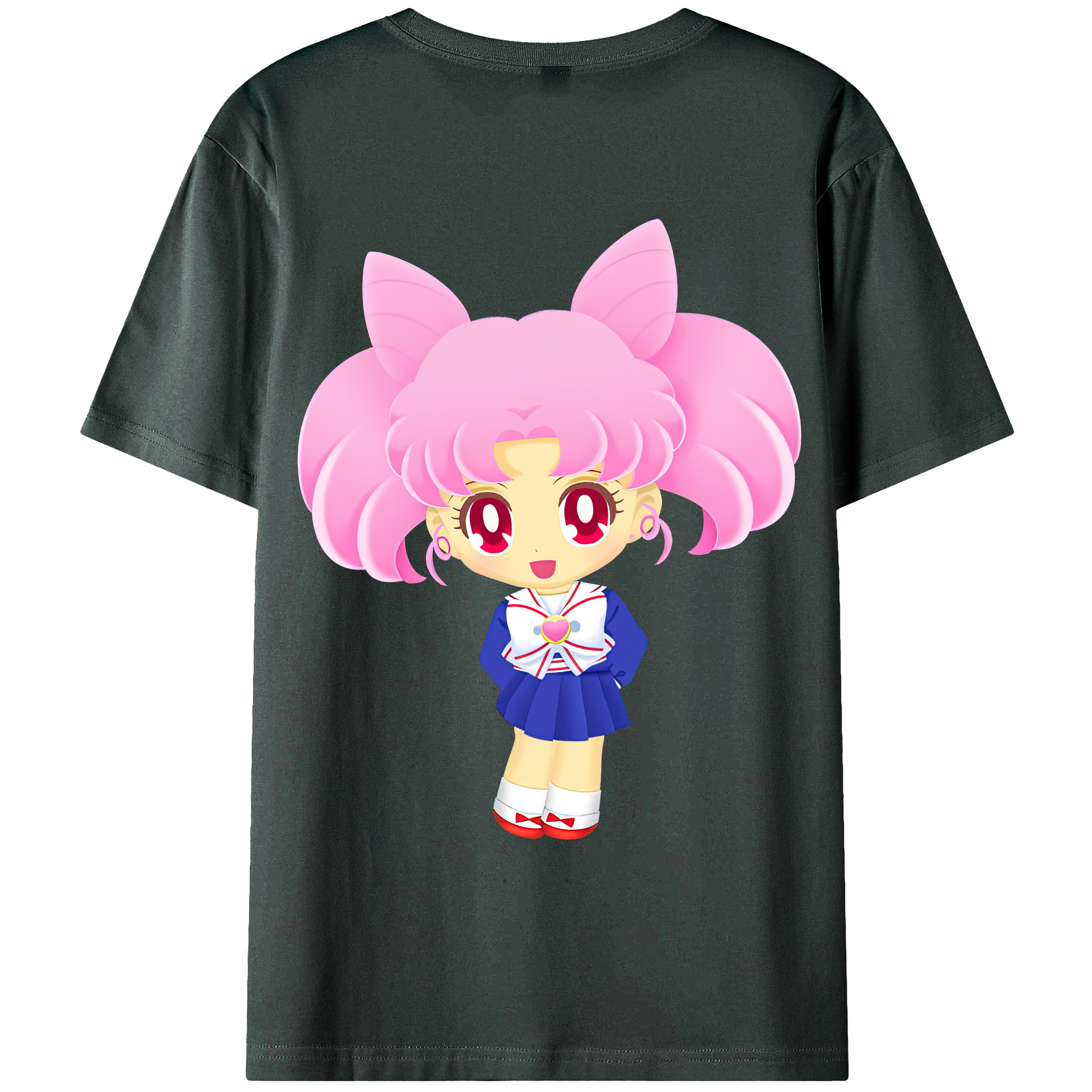 （画像用） 美少女戦士セーラームーン ちびうさ Sailor Moon Chibiusa Tsukino Usagi Small Lady Serenity 綿100％ メンズ半袖Tシャツ（バックプリント） 通気性